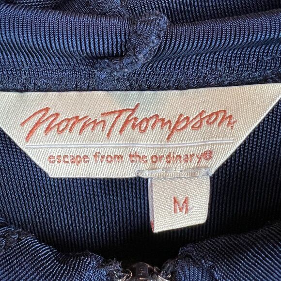 NORM THOMPSON blue knit hoodie full zipper sweater cardigan long sleeve size M - Picture 2 of 8